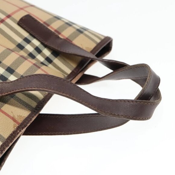 BURBERRY Nova Check Hand Bag PVC Beige Auth 93196 - Picture 8 of 14